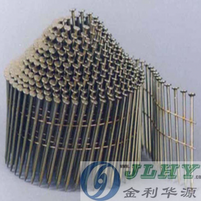 Vinyl coated coil nail, small head screw, twist shank, used nail gun