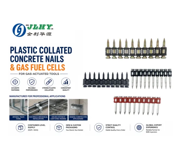 JLHY Plastic Collated Concrete Nails & Gas Fuel Cells